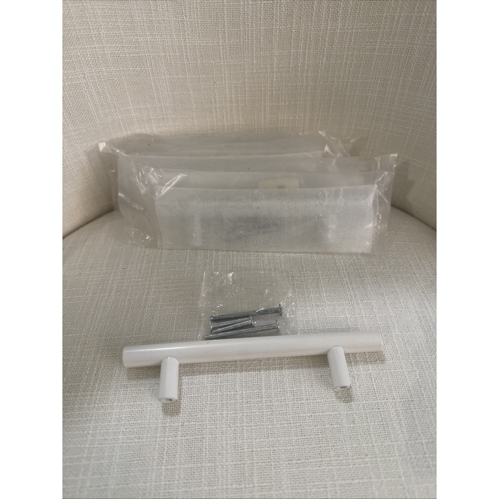 7 Pack White Kitchen Cabinet Pulls 5-7/8" Euro Style T Bar Handle 3-7/8" Opening
